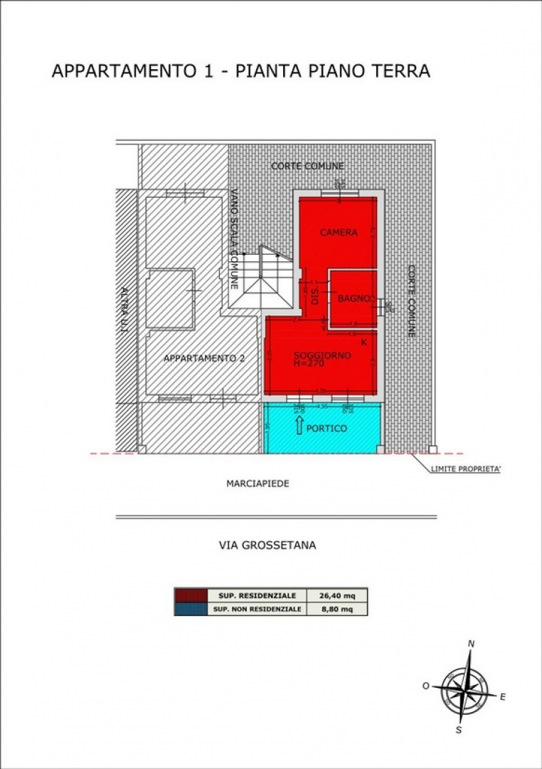 Monolocale con ingresso indipendente e portico